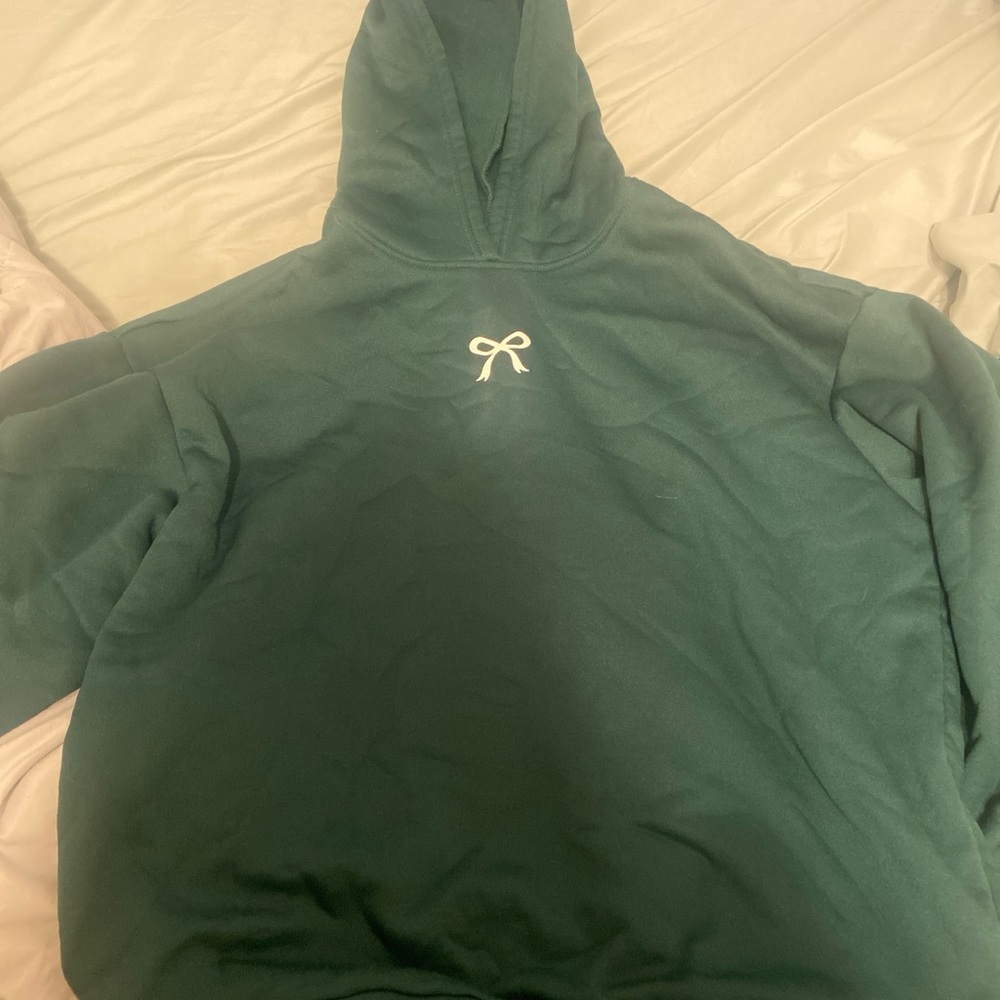 SHEIN Green Hoodie with White Detail